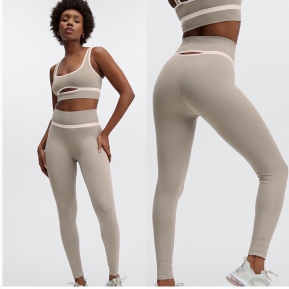NWT Fabletics  set high waisted sculpt knit cut out back legging and sport bra